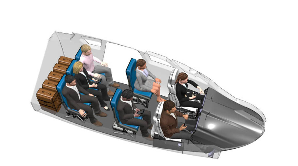 TriFan 600 Air taxi interior layout