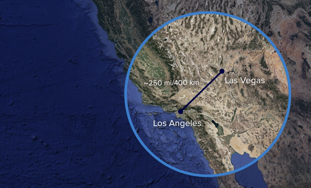 TriFan 600 travel from Las Angeles to Las Vegas