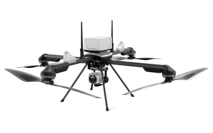 white and black netra v4 pro drone from xti aerospace